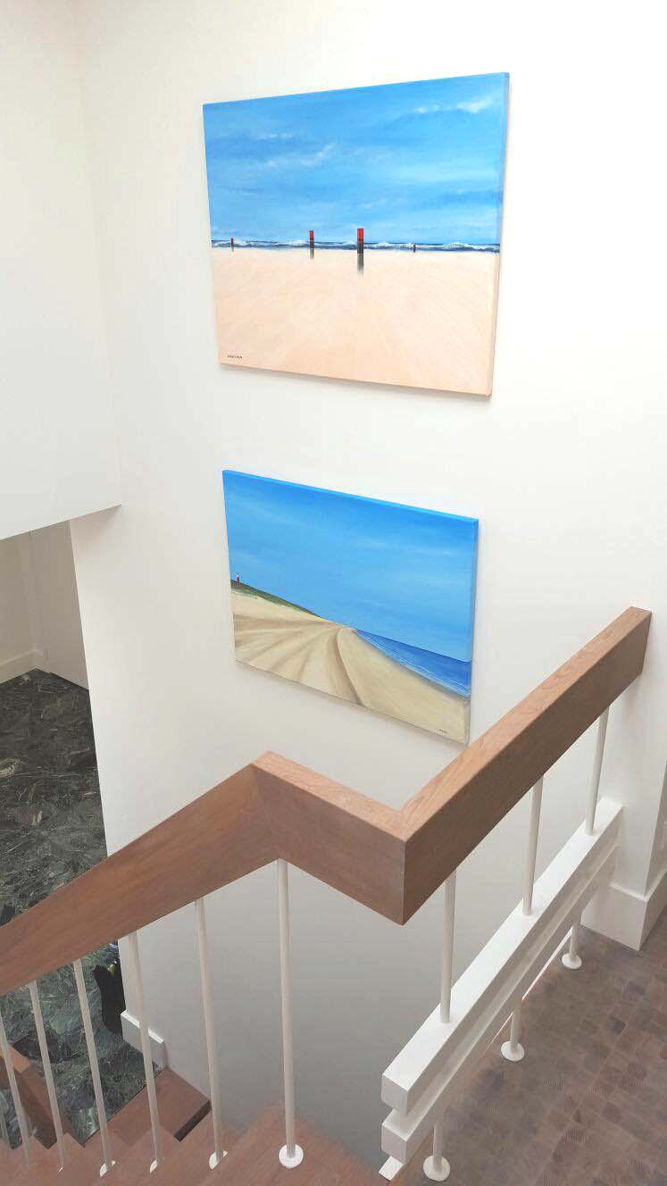 Schilderijen Strand Texel van Texels beeldend kunstenaar Angelina Stiehl