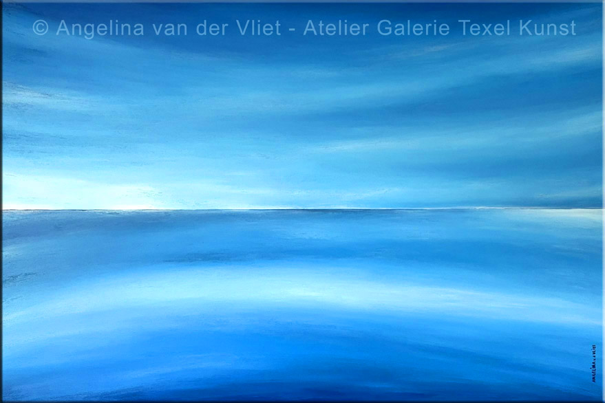 Schilderij Blauwe Zee Texel door Texels beeldend kunstenaar Angelina Stiehl
