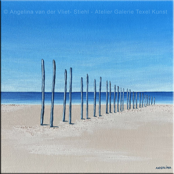 Schilderij Steiger van Sil 1 Texel door Texels beeldend kunstenaar Angelina Stiehl