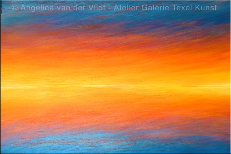 Schilderij Zonsopkomst - Zonsondergang Texel door Angelina Stiehl