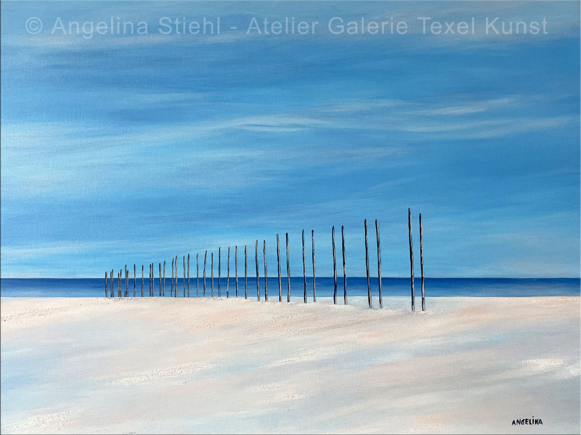 Schilderij Steiger van Sil door de bekende Texelse kunstenares Angelina Stiehl Schilderij Steiger van Sil door de bekende Texelse kunstenares Angelina Stiehl
